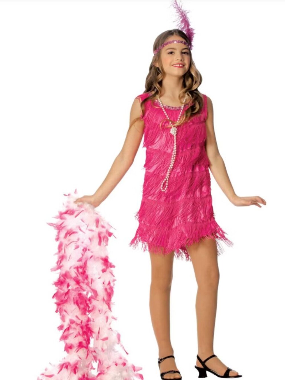Franco GIRLS Hot Pink Flapper Costume Dress Size Large